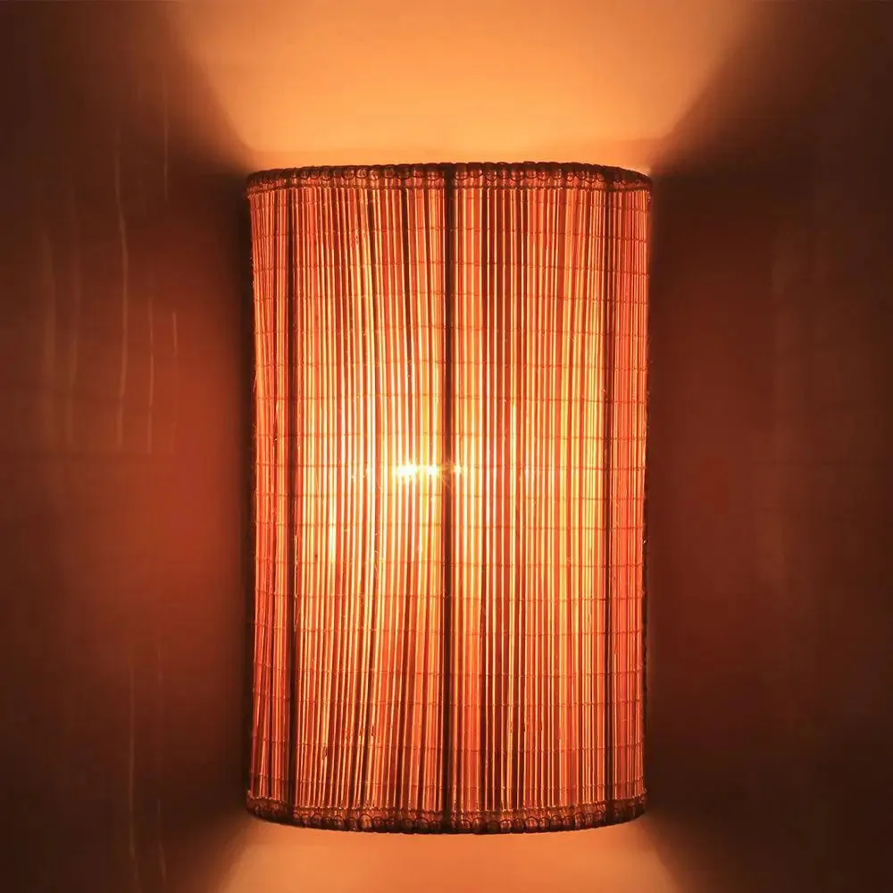 Bamboo Beige Small Wall Light Fixture Single Piece