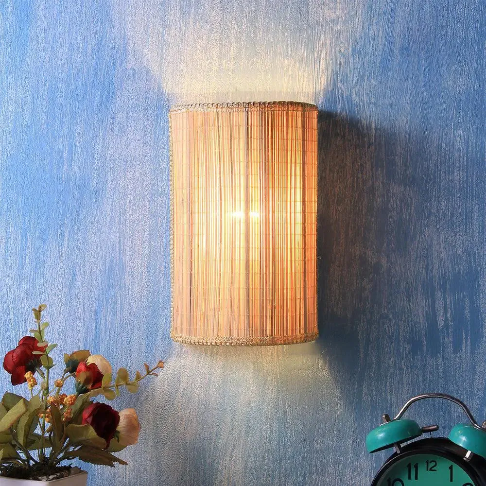 Bamboo Beige Small Wall Light Fixture Single Piece