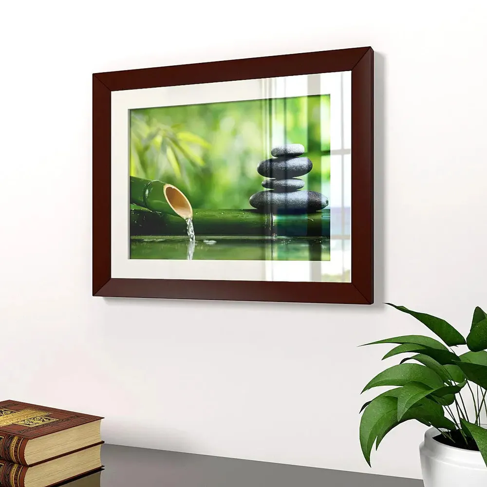 Bamboo Framed Wall Painting (Large) Break Resistant Clear Acrylic Glass