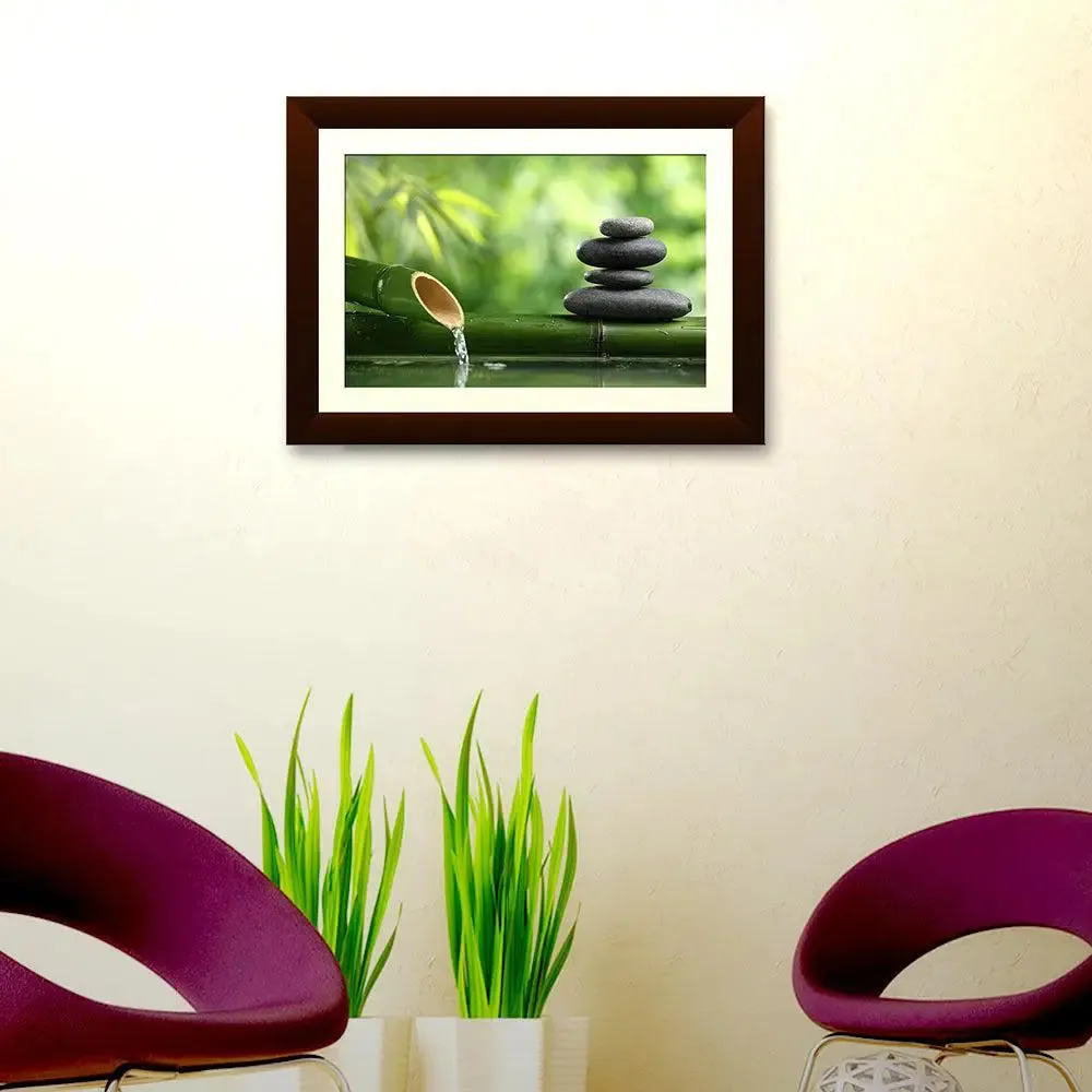 Bamboo Framed Wall Painting (Large) Break Resistant Clear Acrylic Glass