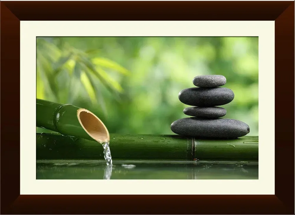 Bamboo Framed Wall Painting (Large) Break Resistant Clear Acrylic Glass