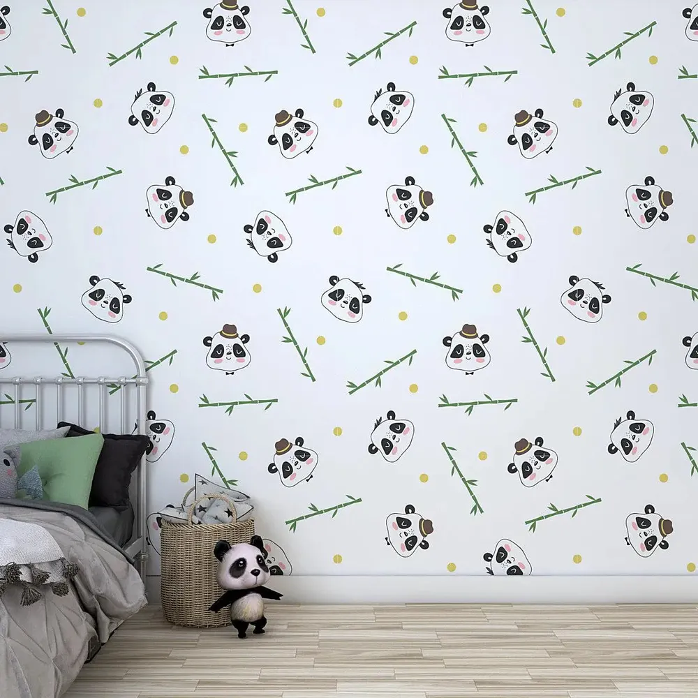 Bamboo Panda Kids Self Adhesive Wallpaper