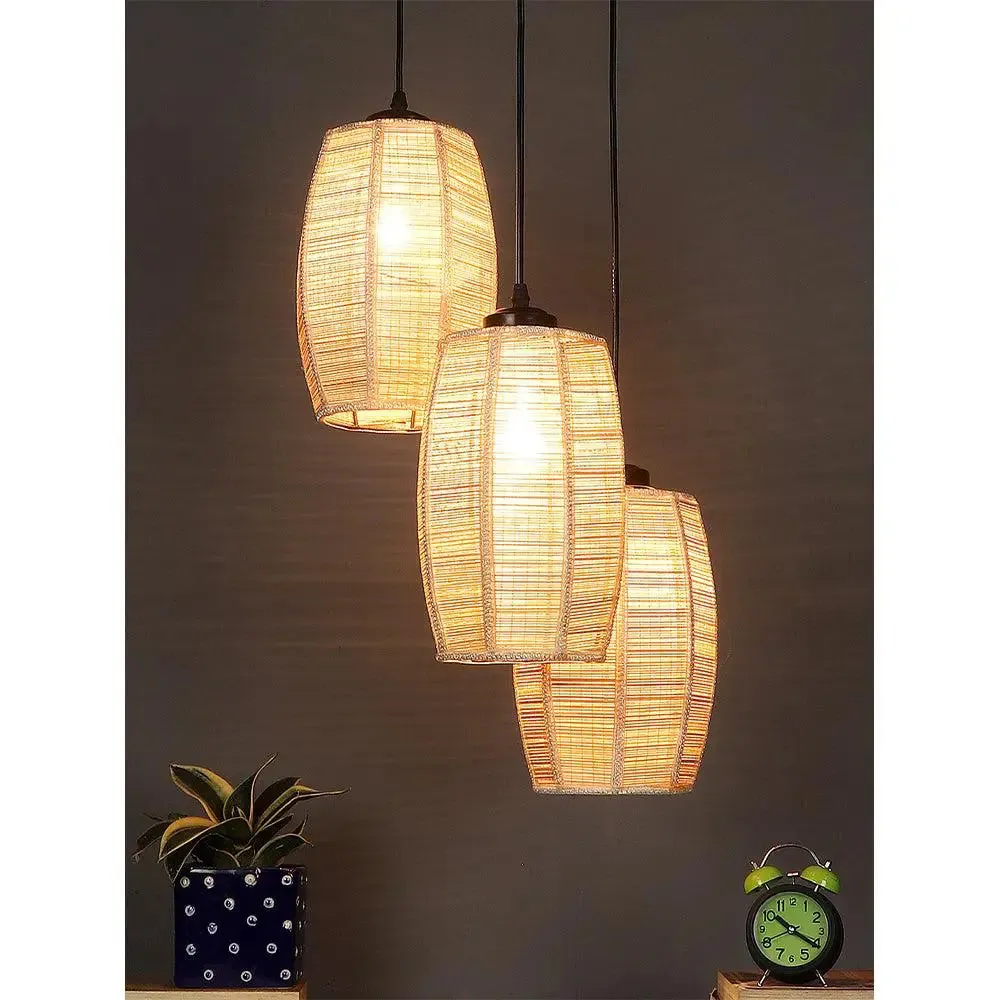 Bamboo Round Dholak Cluster Hanging Lamps