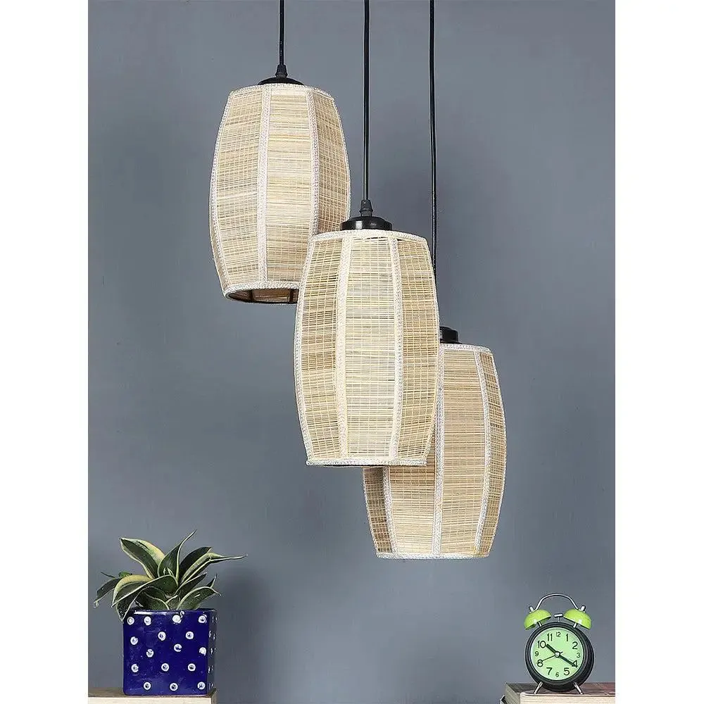 Bamboo Round Dholak Cluster Hanging Lamps