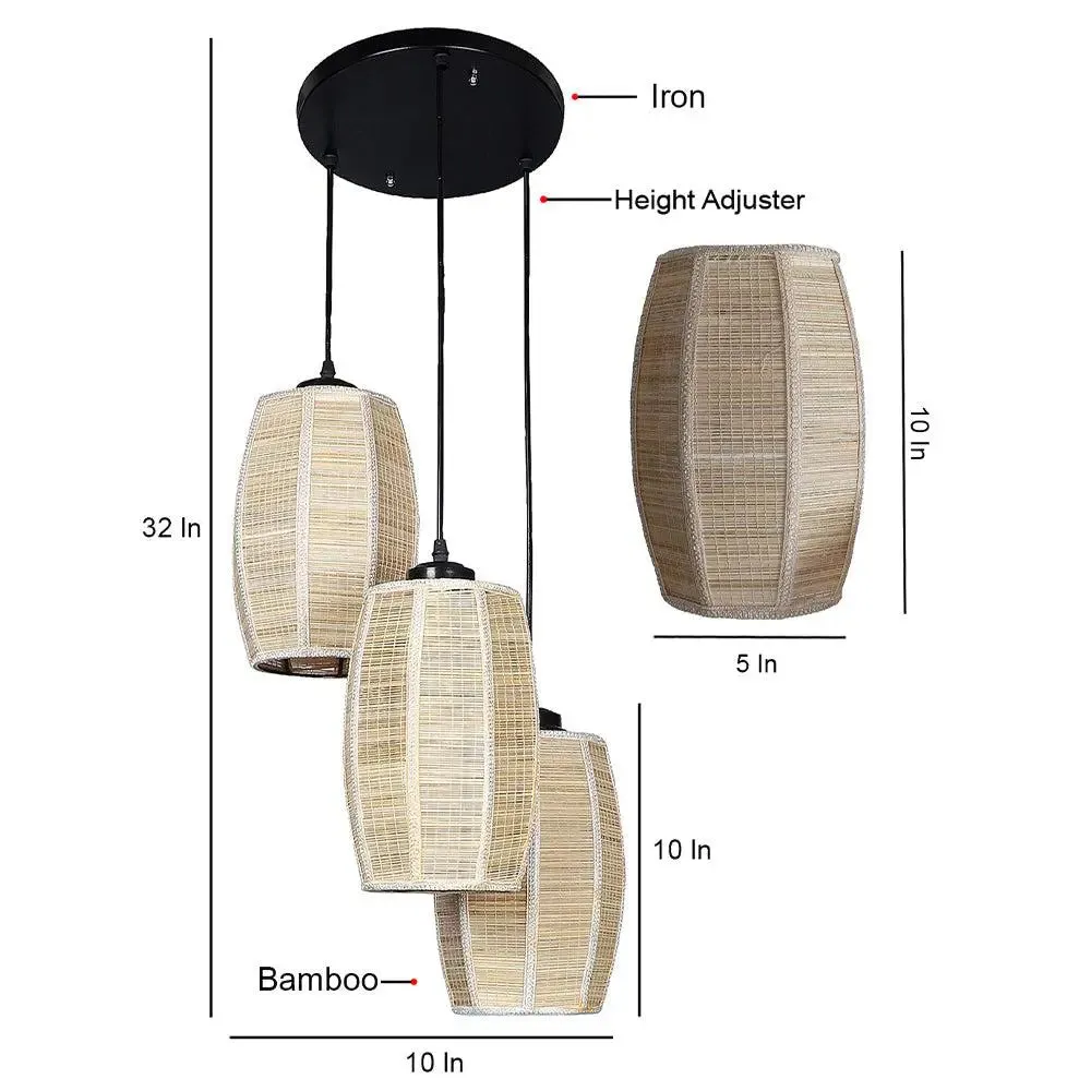 Bamboo Round Dholak Cluster Hanging Lamps