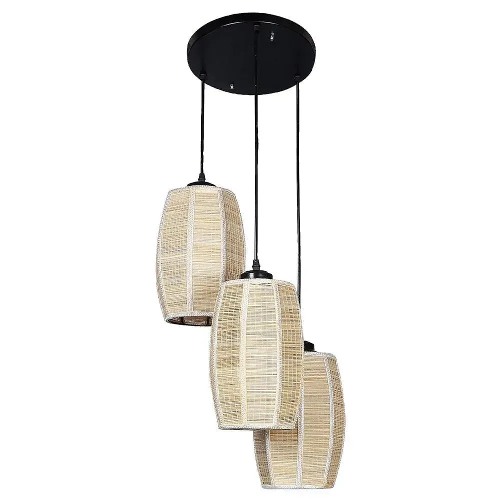 Bamboo Round Dholak Cluster Hanging Lamps