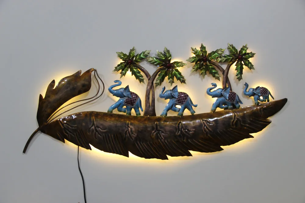 Banana Leaf Inspired LED Metal Wall Art Decor