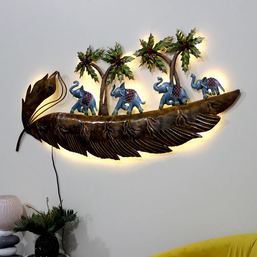 Banana Leaf Inspired LED Metal Wall Art Decor