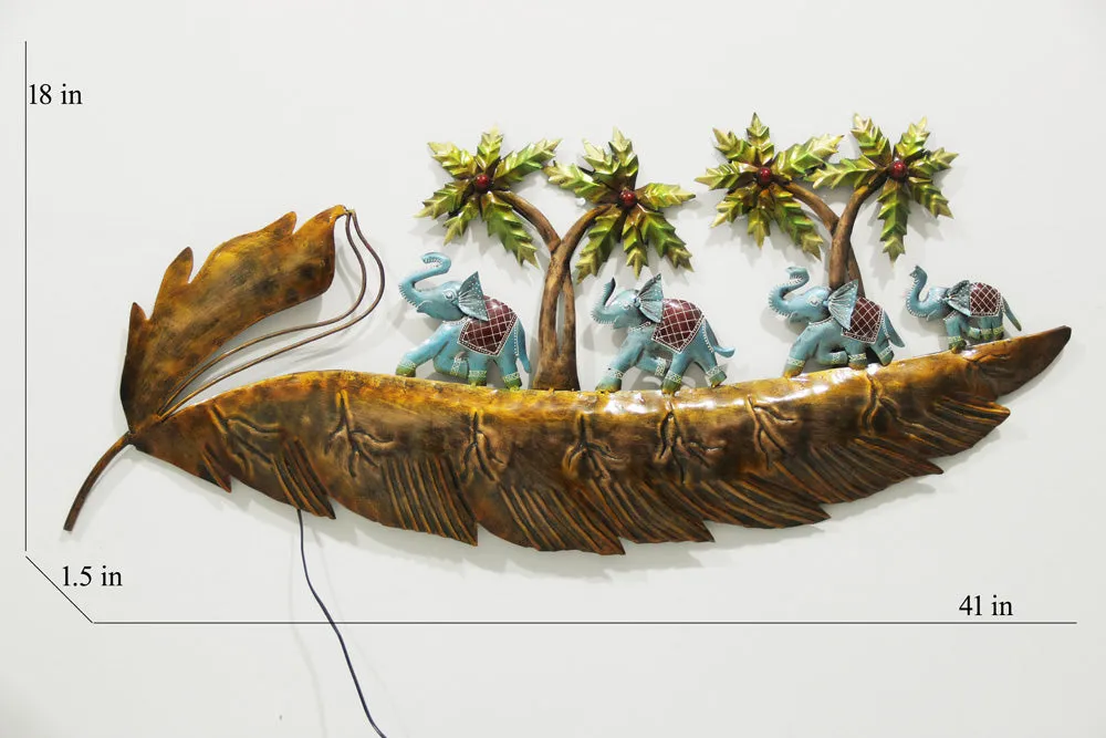 Banana Leaf Inspired LED Metal Wall Art Decor