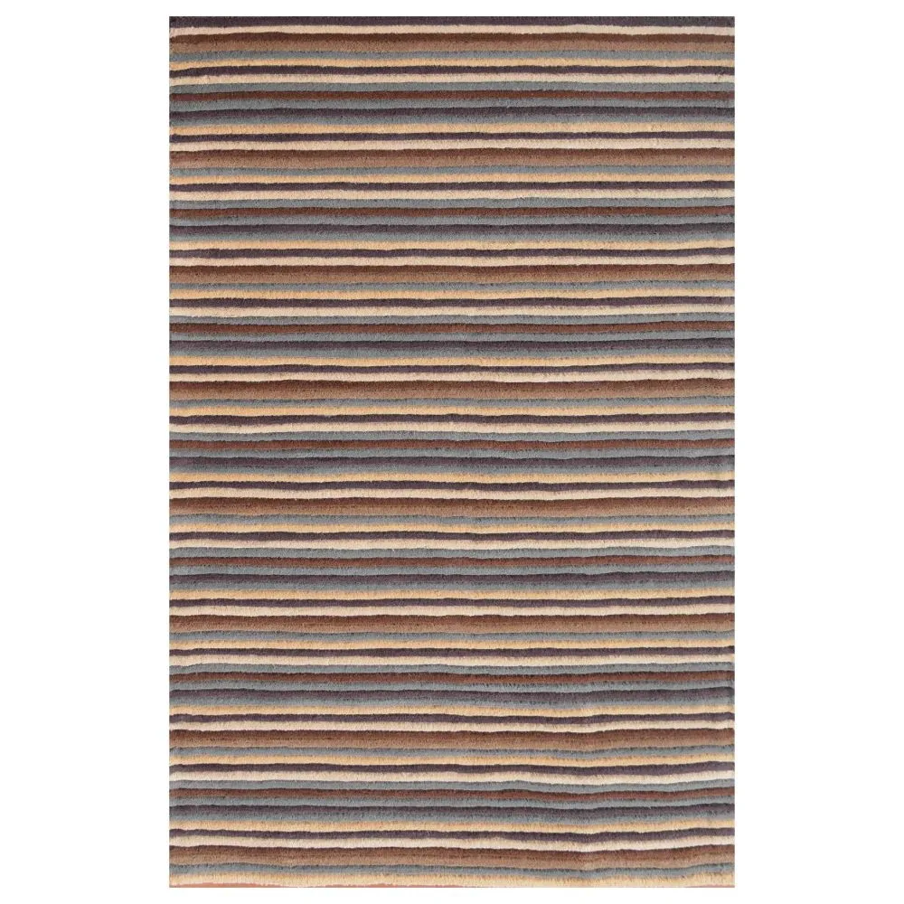 Basic Horizontally Striped Brown & Gray Tufted Area Carpet 2X5ft
