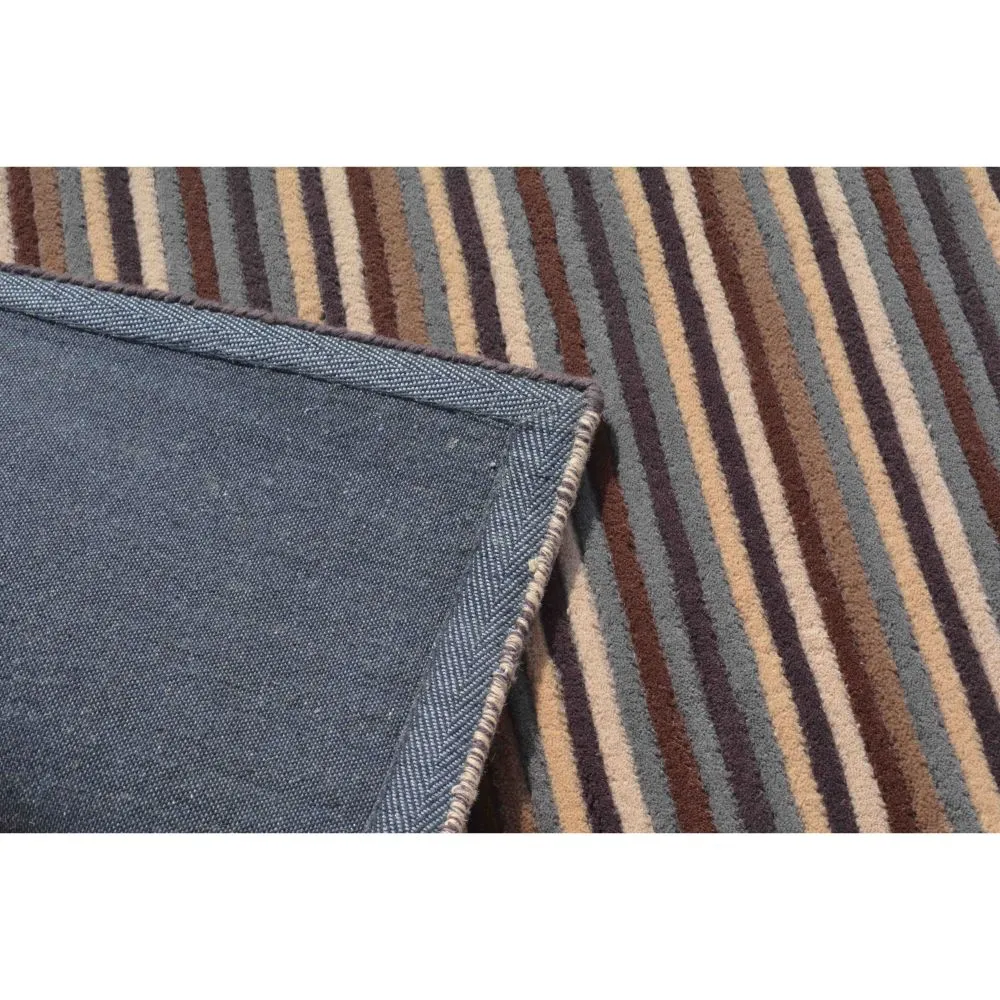 Basic Horizontally Striped Brown & Gray Tufted Area Carpet 2X5ft