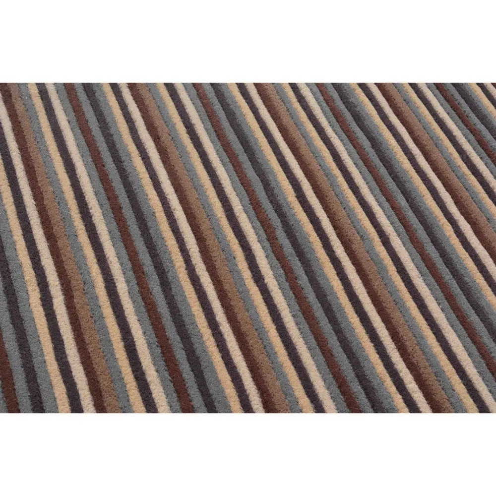 Basic Horizontally Striped Brown & Gray Tufted Area Carpet 2X5ft