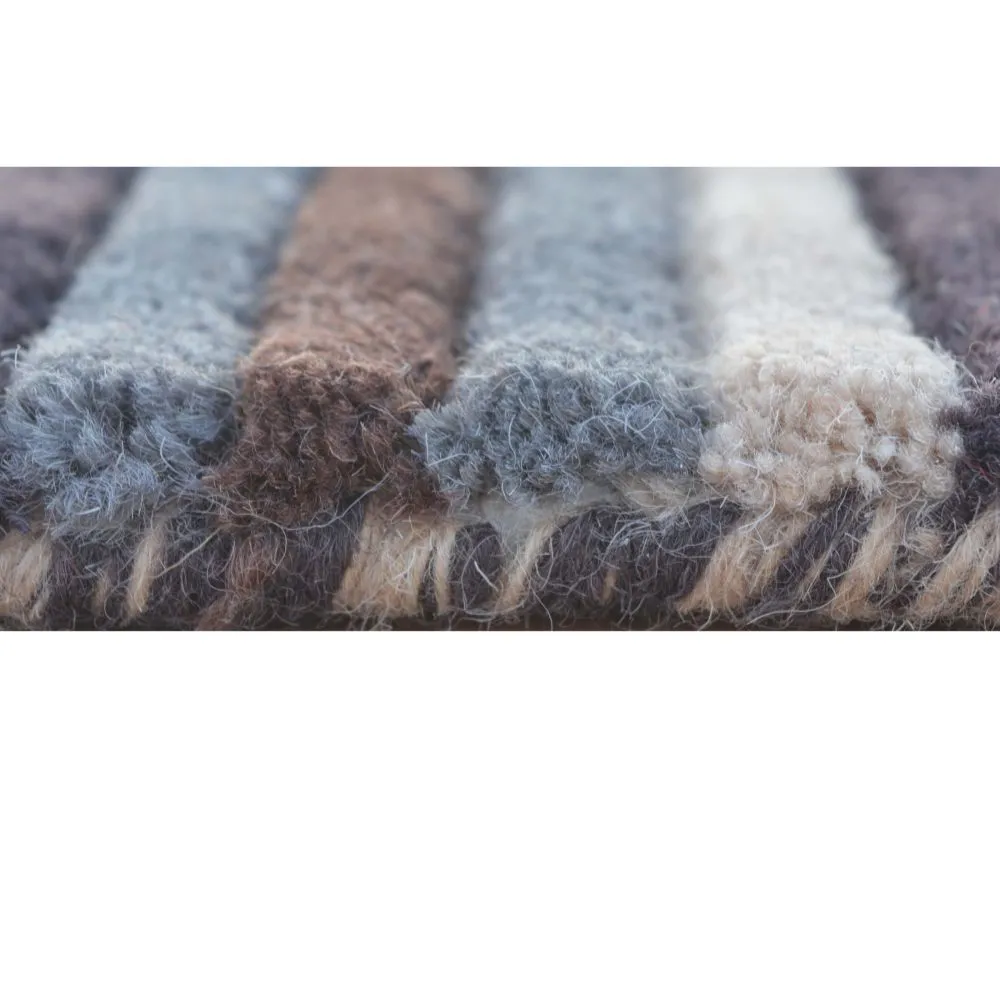 Basic Horizontally Striped Brown & Gray Tufted Area Carpet 2X5ft