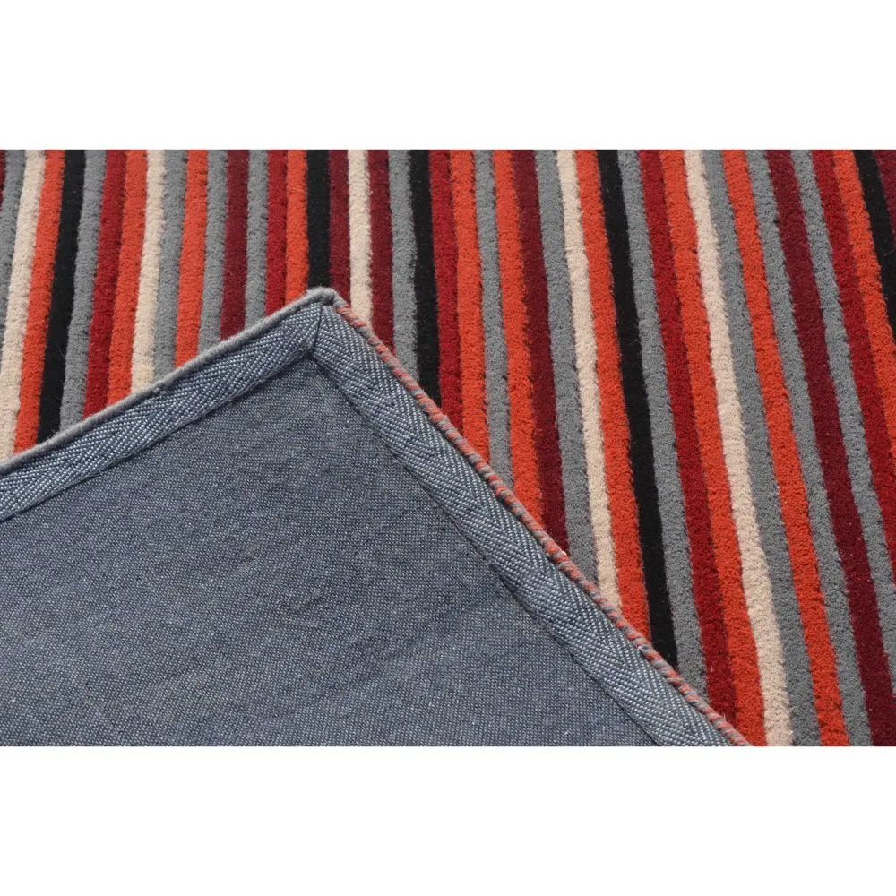 Basic Horizontally Striped Yellow & Gray Tufted Area Carpet 2X5ft