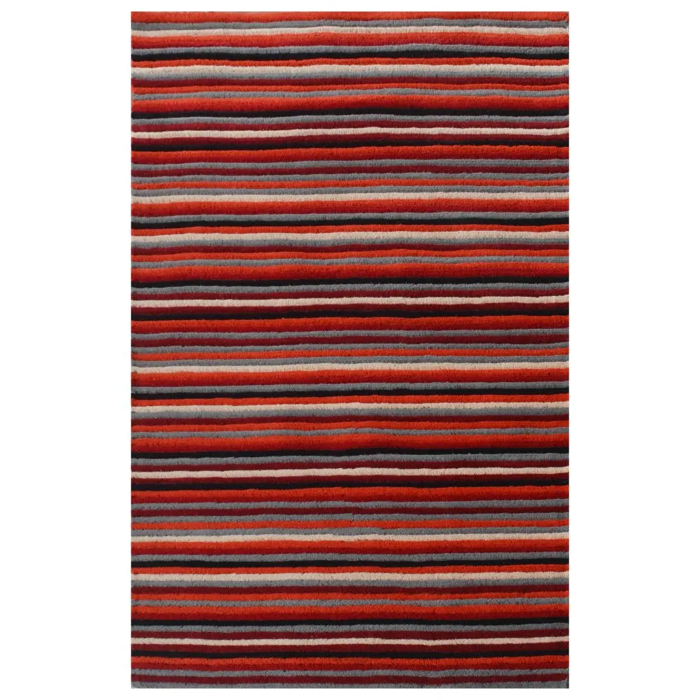 Basic Horizontally Striped Yellow & Gray Tufted Area Carpet 2X5ft