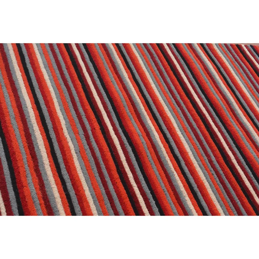 Basic Horizontally Striped Yellow & Gray Tufted Area Carpet 2X5ft