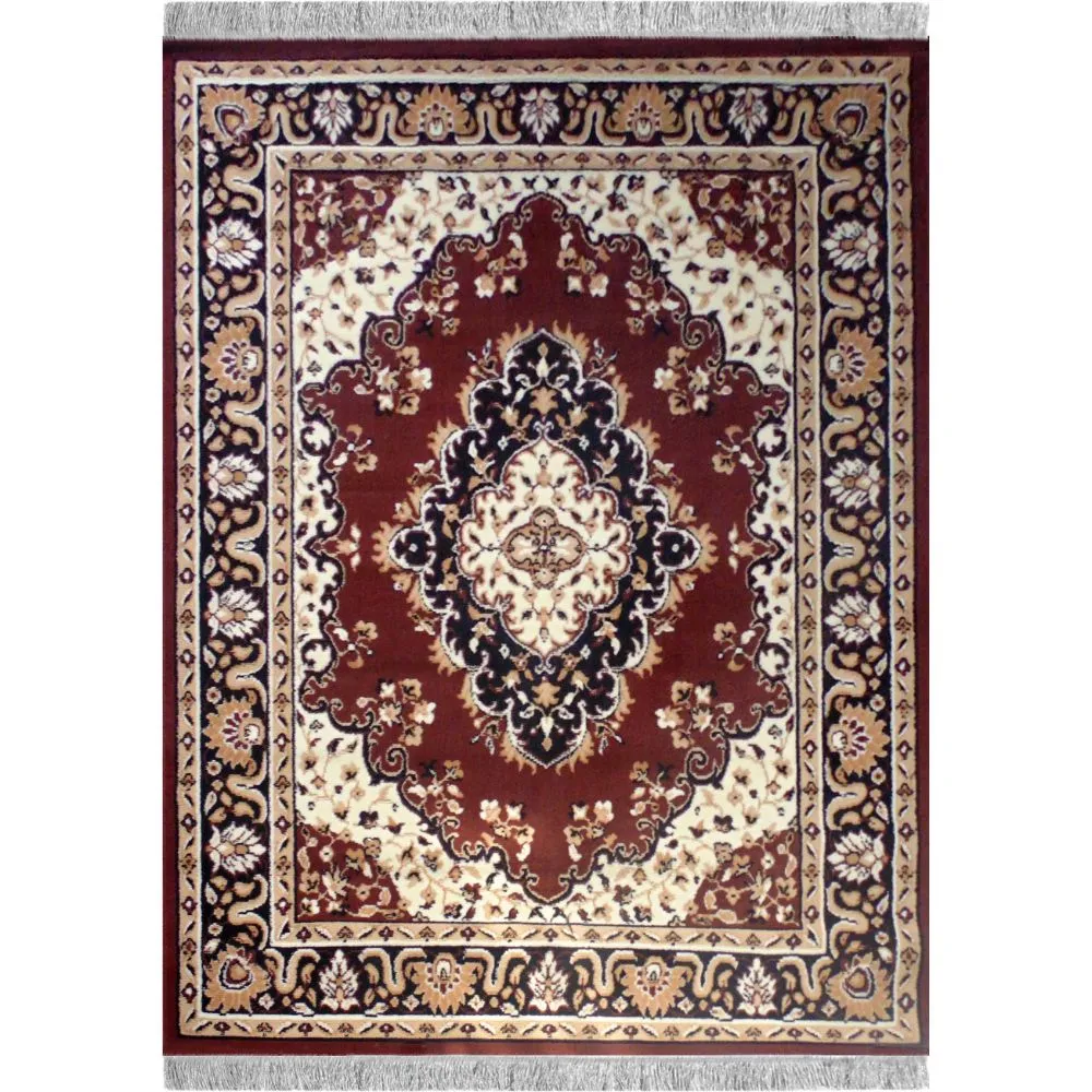 Basic Indian Traditional  Designer Brown Polyester Area Carpet 3X5ft