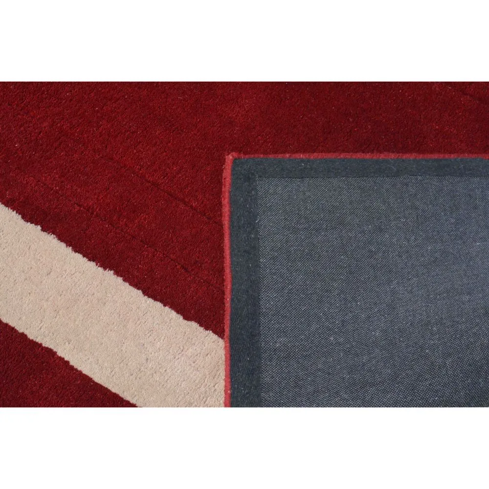 Basic Square Patterned Red & Beige Tufted Area Carpet 2X5ft
