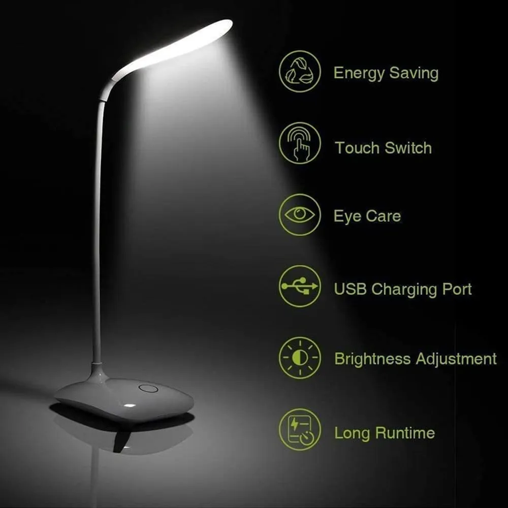 Battery Operated Flexible Neck Portable Touch LED Study Lamp