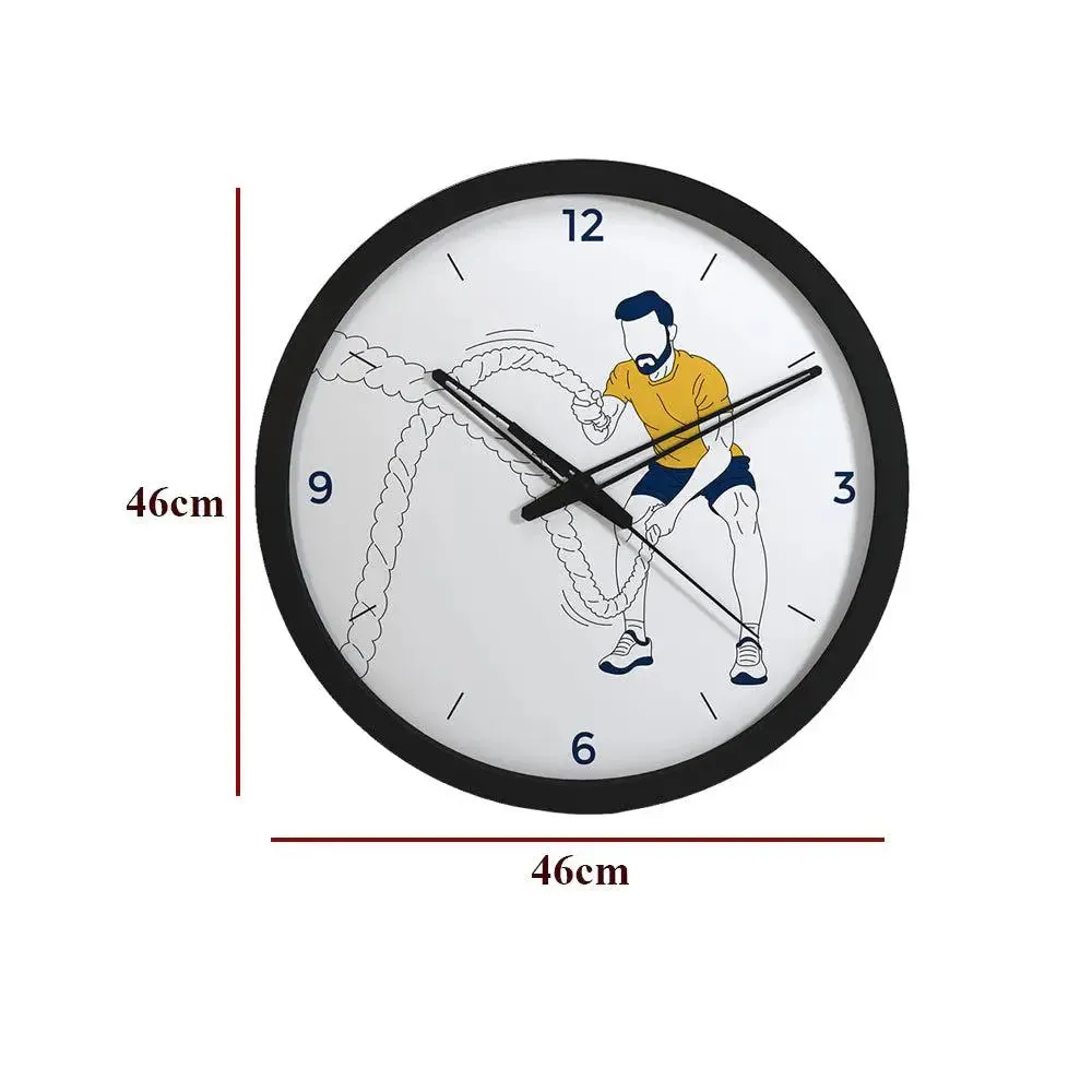 Battle Rope Exercise' Motivational Wall Clock for Gym - Black Frame
