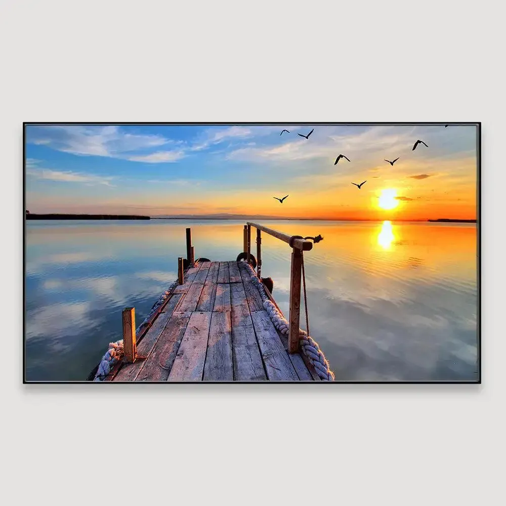 Beach Sunset Ocean Scenery Canvas Wall Painting With Frame