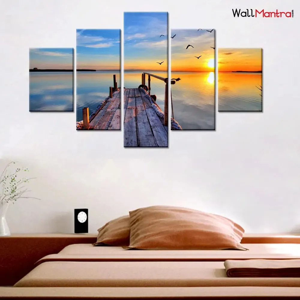 Beach Sunset Scenery Wall Painting for Living Room, Bedroom, Office Decoration