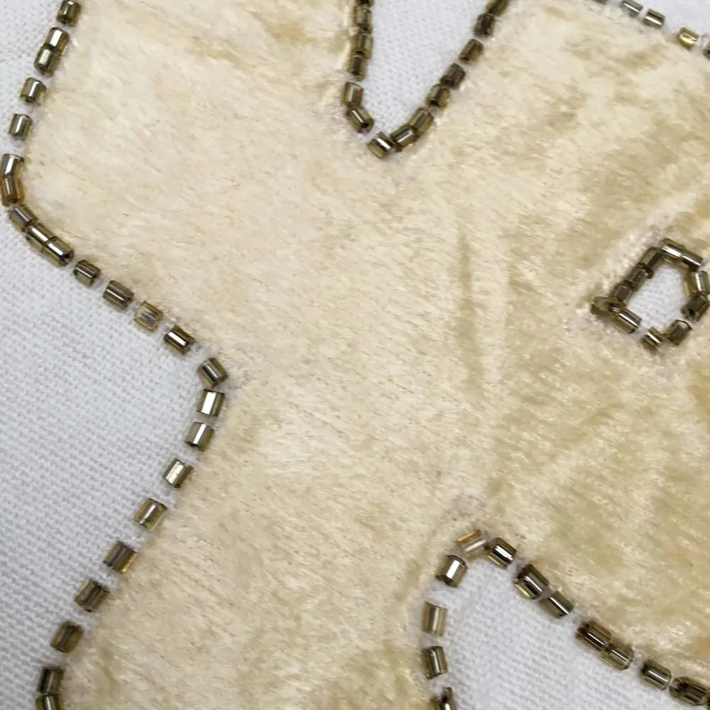 Beaded Designer Yellow Cotton Decorative Cushion Cover