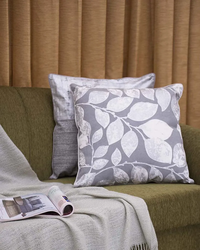 Beaded Modern Designer Grey Cushion Cover Set Of 2