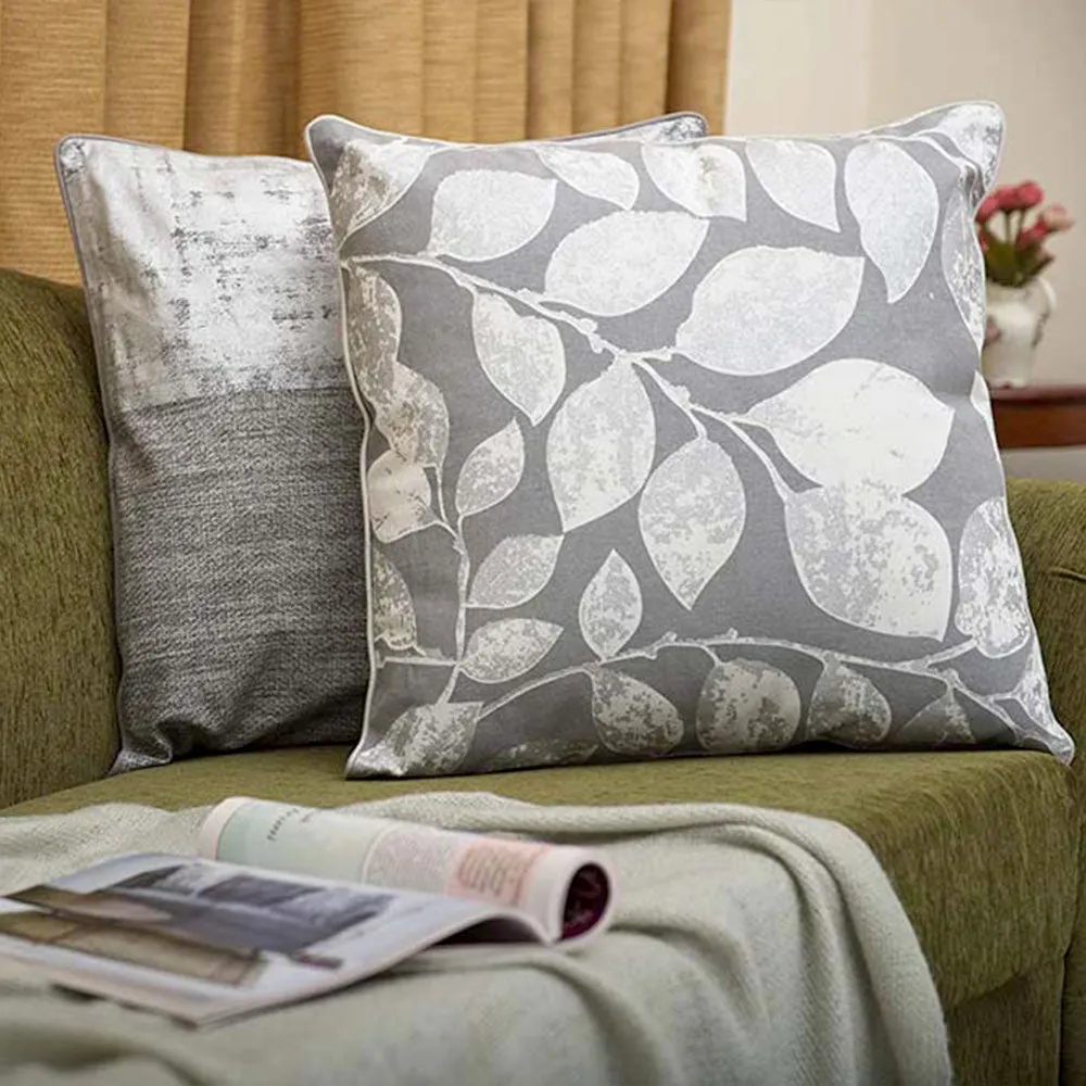 Beaded Modern Designer Grey Cushion Cover Set Of 2