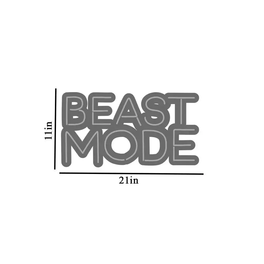 Beast Mode on' Blue & Red LED Neon Light for Gym Wall Decor