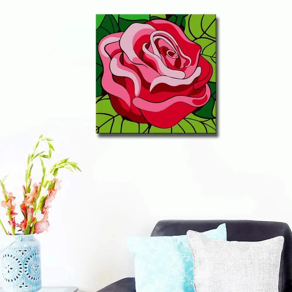 Beatiful Rose Colourful DIY(Do-It-Yourself)/ Paint by numbers canvas painting kit