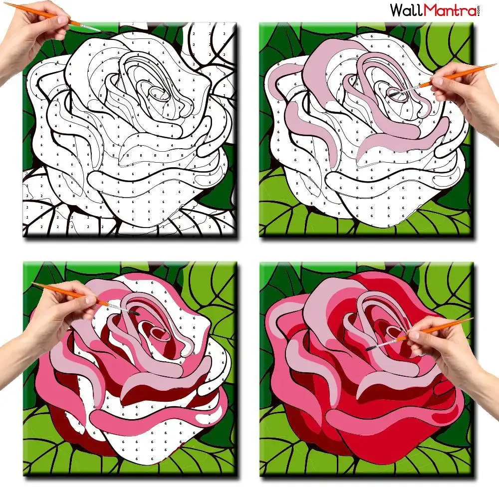Beatiful Rose Colourful DIY(Do-It-Yourself)/ Paint by numbers canvas painting kit