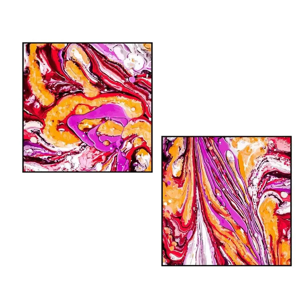 Beautiful Abstract Art Canvas Painting With Black Floating Frame Size: 30 cm (H) X 30 cm (W) Set of 2