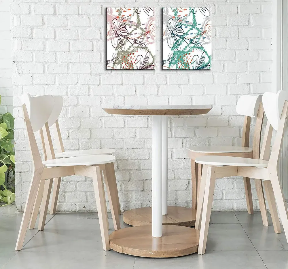 Beautiful  Abstract Design Canvas Printed Painting  Stretched on Wooden Canvas, Set of 2