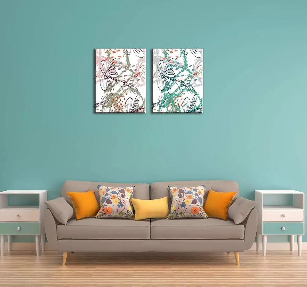 Beautiful  Abstract Design Canvas Printed Painting  Stretched on Wooden Canvas, Set of 2