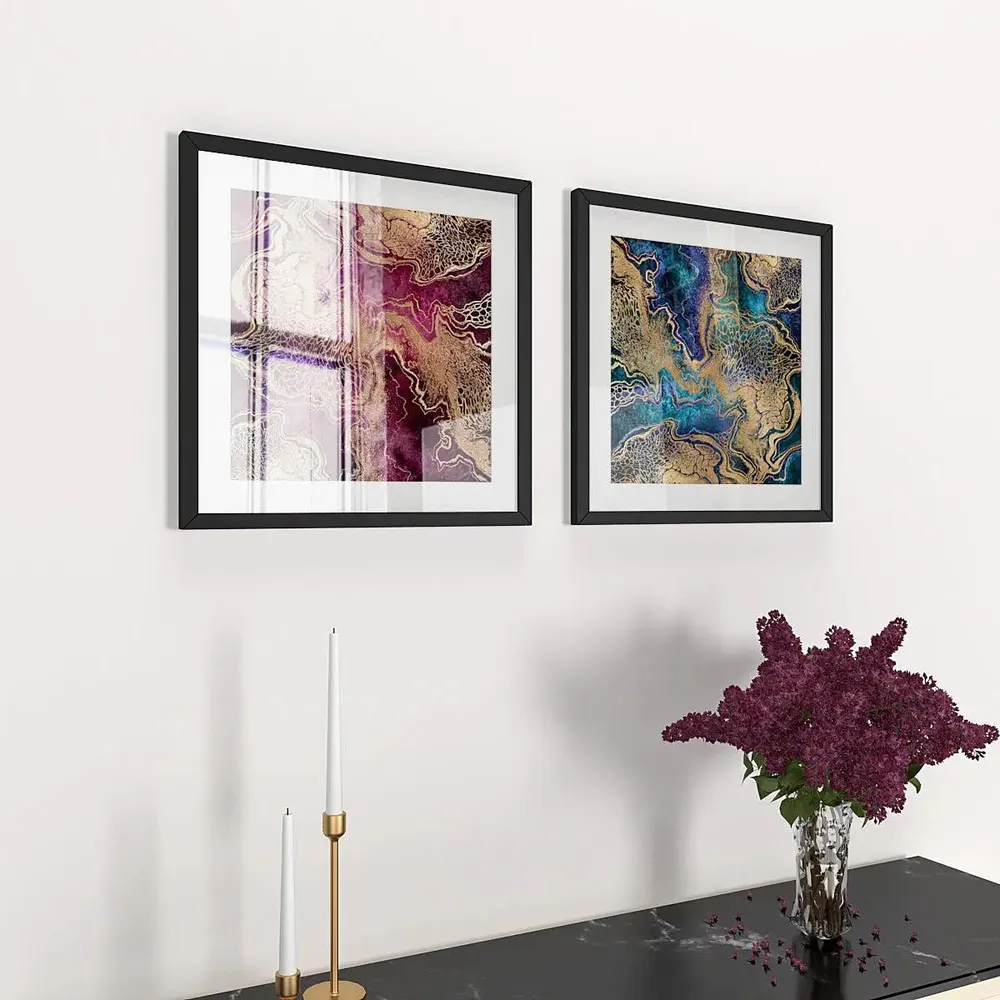 Beautiful Abstract designs Framed Wall Painting Set of 2