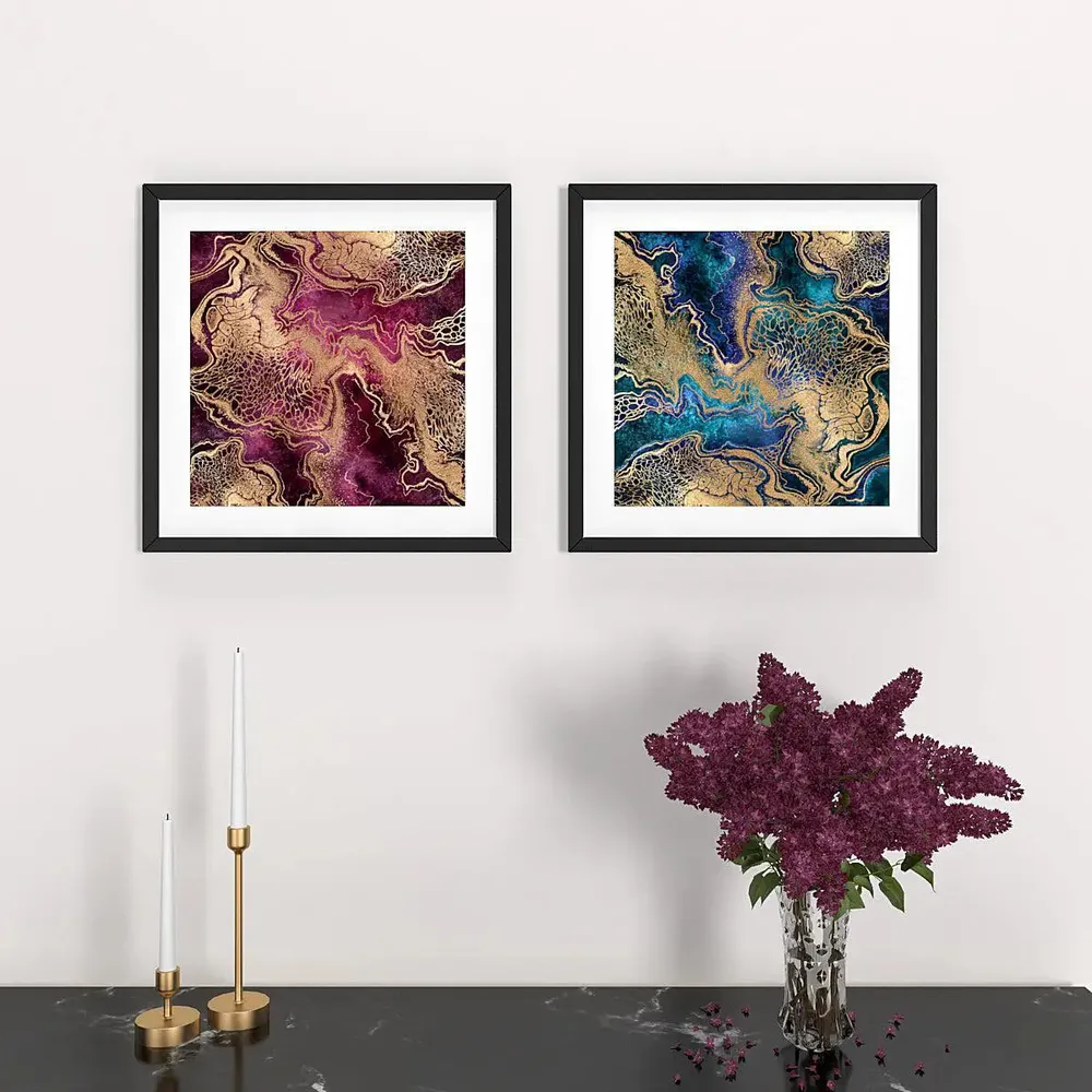 Beautiful Abstract designs Framed Wall Painting Set of 2