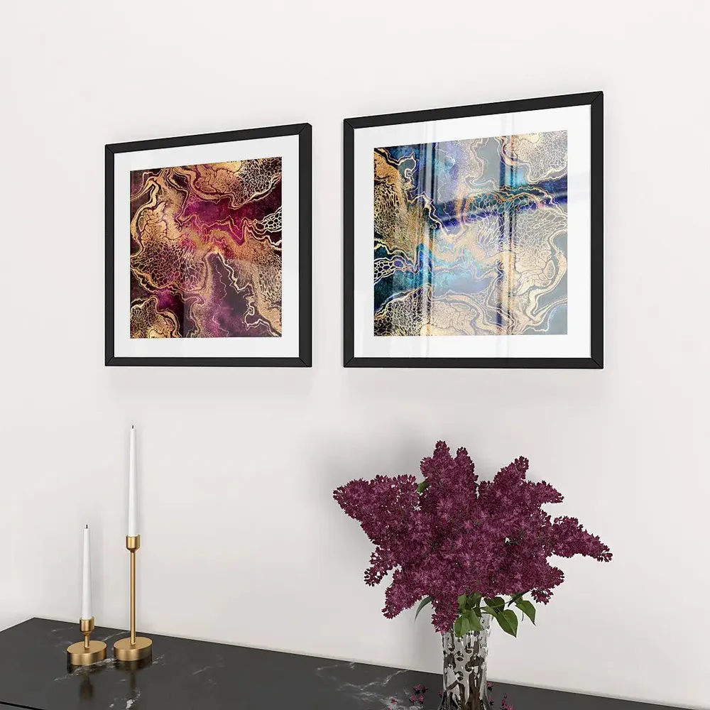 Beautiful Abstract designs Framed Wall Painting Set of 2
