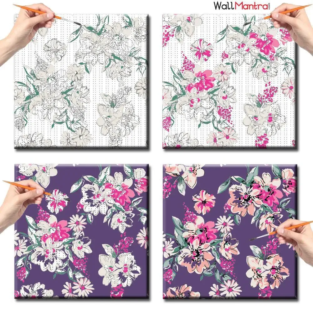 Beautiful Abstract Flowers Colourful DIY(Do-It-Yourself)/ Paint by numbers canvas painting kit