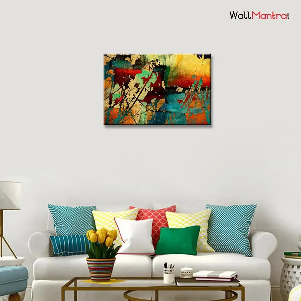 Beautiful Abtract Art Painting  Printed Painting Stretched on Wood Bars 61 x 41cm