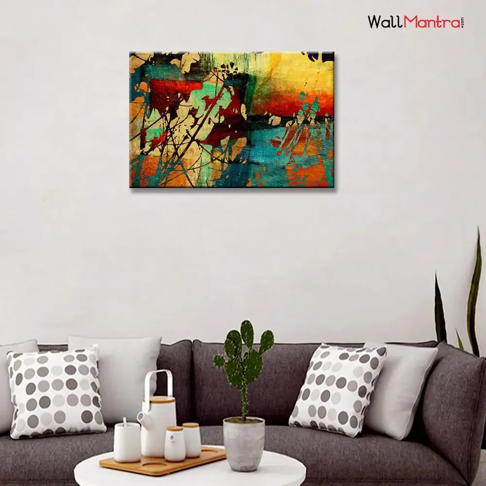 Beautiful Abtract Art Painting  Printed Painting Stretched on Wood Bars 61 x 41cm