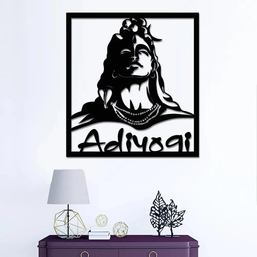 Beautiful Adiyogi Shiva Wooden Wall Hanging, Living Room Wooden Wall Decoration Medium(18 inch X 16inch)