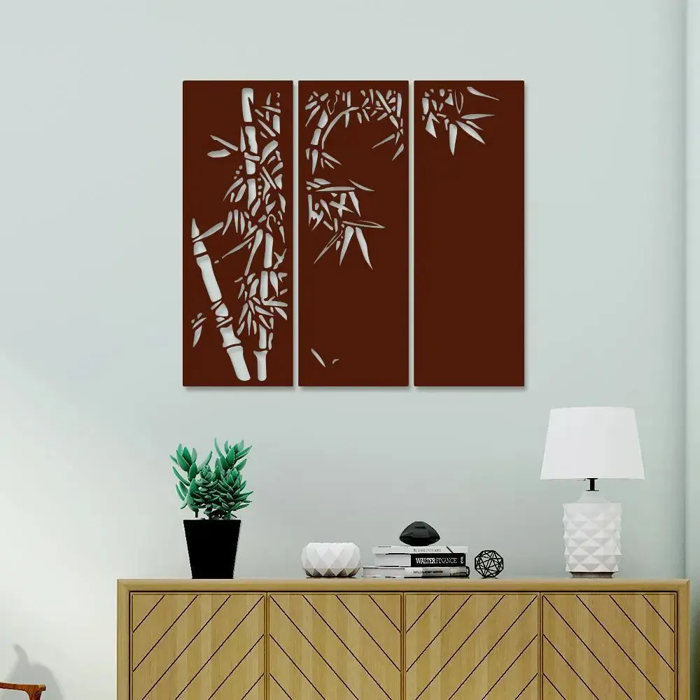 Beautiful Bamboo Tree In Panels Design Wooden Wall Hanging Medium(16 inch X 17 inch)