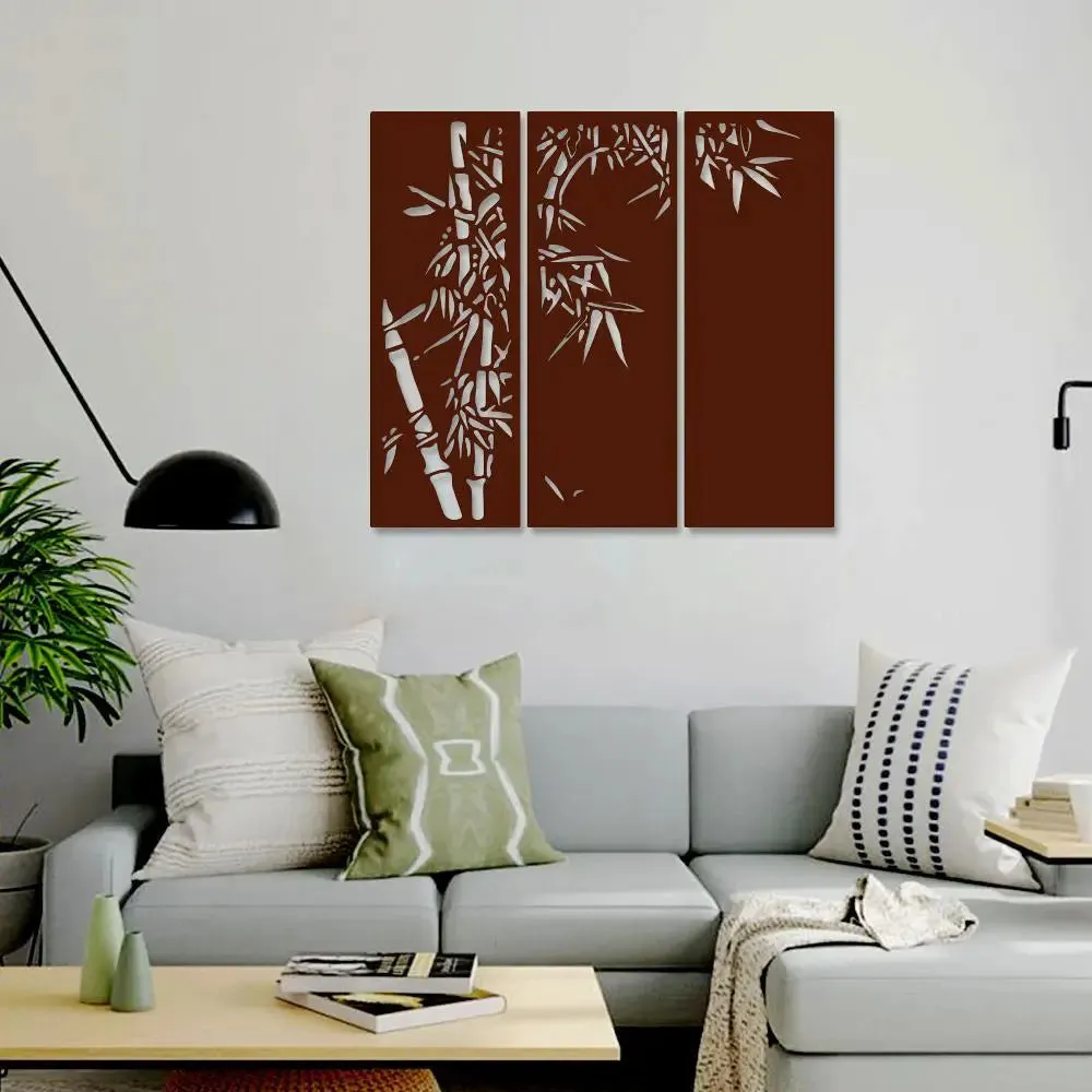 Beautiful Bamboo Tree In Panels Design Wooden Wall Hanging Medium(16 inch X 17 inch)