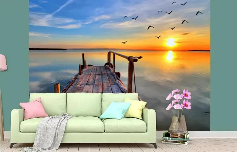 Beautiful Beach Scenery Wallpaper / High Quality Woven WallPaper /  size 12 ft x 10 ft