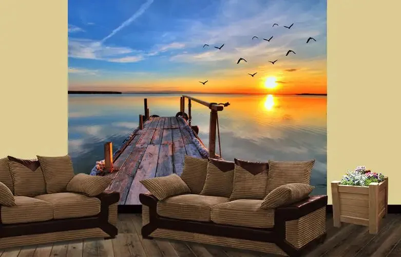 Beautiful Beach Scenery Wallpaper / High Quality Woven WallPaper /  size 12 ft x 10 ft