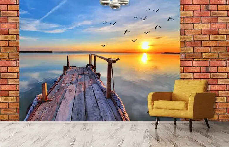 Beautiful Beach Scenery Wallpaper / High Quality Woven WallPaper /  size 12 ft x 10 ft