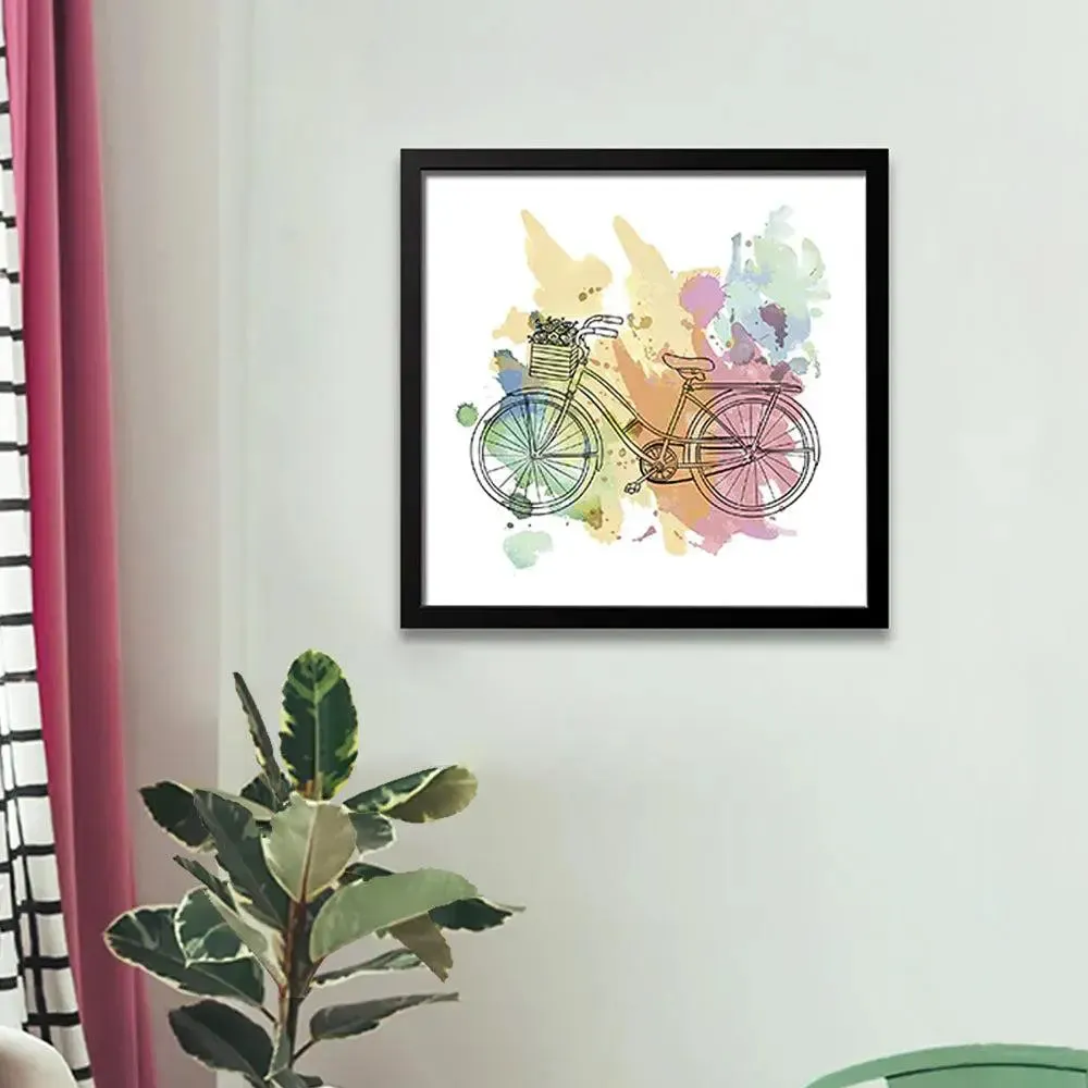 Beautiful Bicycle Wall Painting with Black Frame