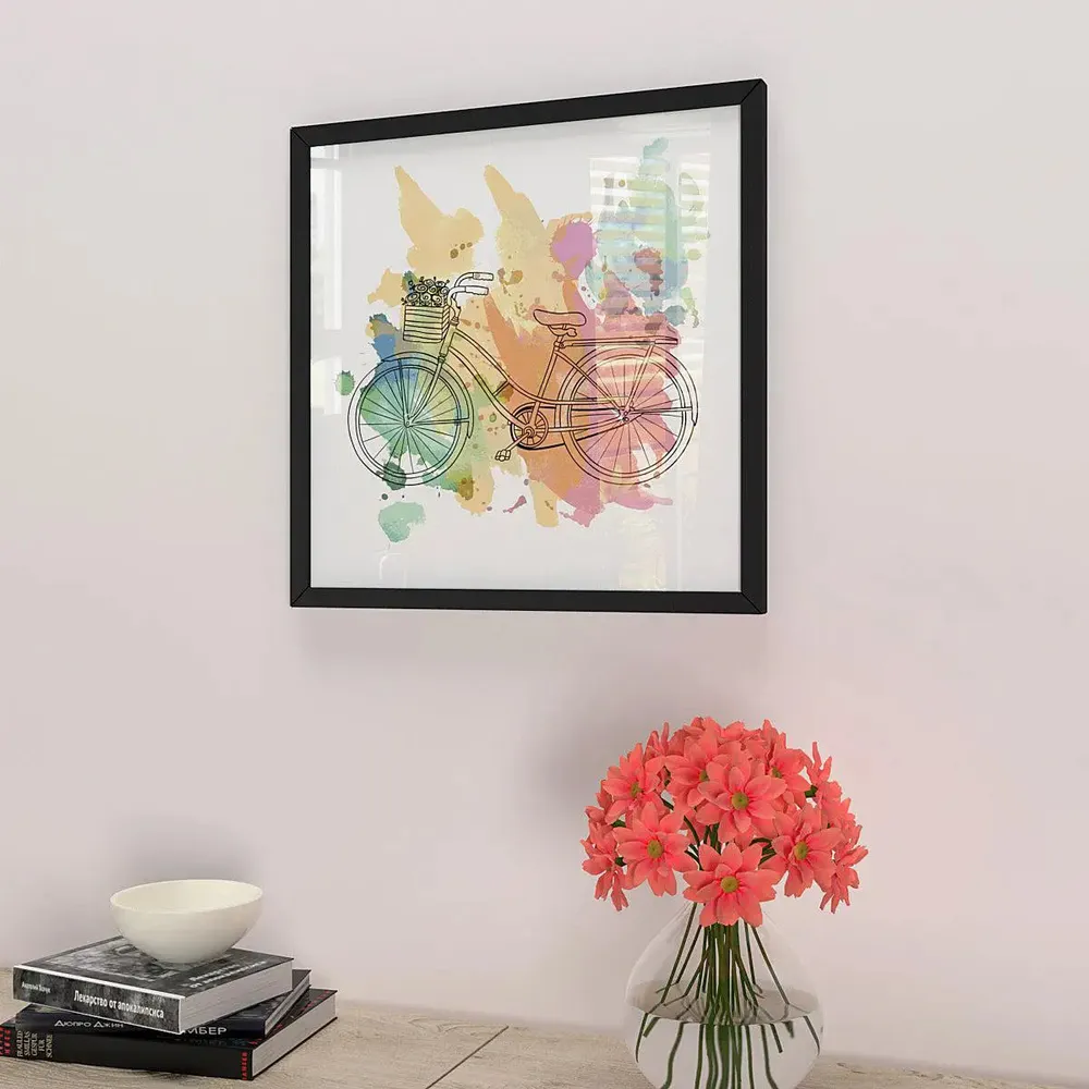 Beautiful Bicycle Wall Painting with Black Frame