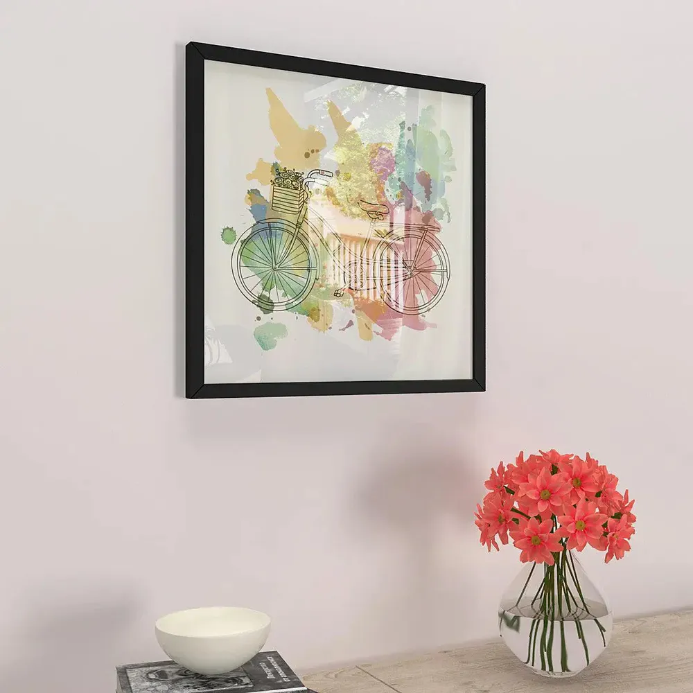 Beautiful Bicycle Wall Painting with Black Frame